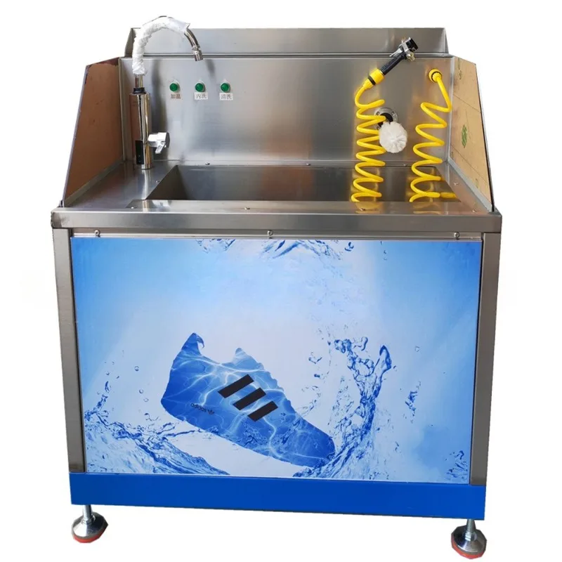 Semi-automatic heating shoe washing machine with spray gun adjustable water outlet