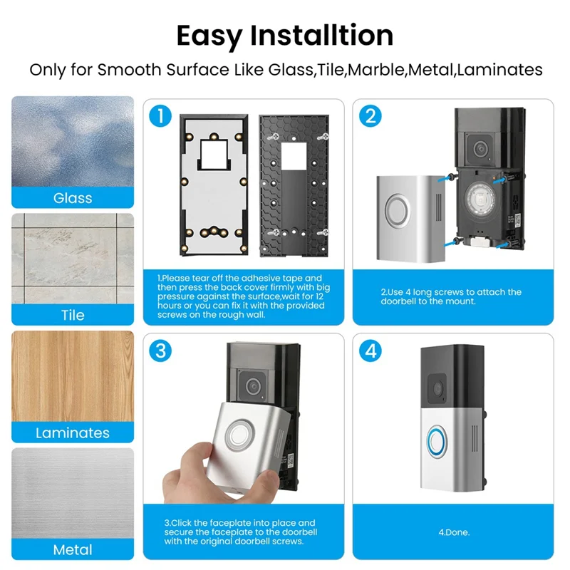 Frische Video-Türklingelhalterung für Video-Türklingel 3/3 Plus/4, Batterie-Türklingel Plus/Pro, Batterie-Türklingel (Version 2024)