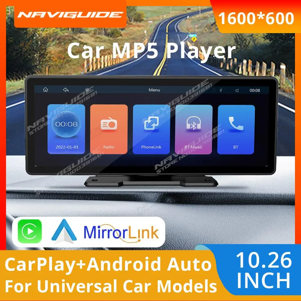 

NAVIGUIDE 10.26" Wireless Carplay Auto Monitor Carplay Screen Touch Display For Universal Car USB Input Bluetooth MP5 Player FM