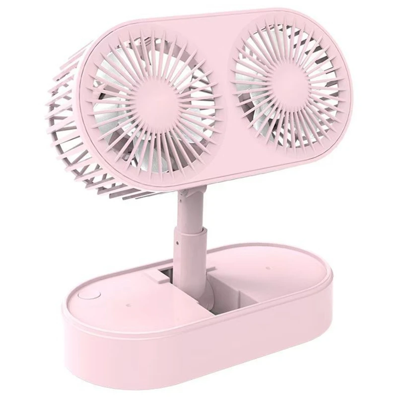 Mini ventilador de escritorio con ventilador de mesa USB de ángulo ajustable de doble motor con viento fuerte