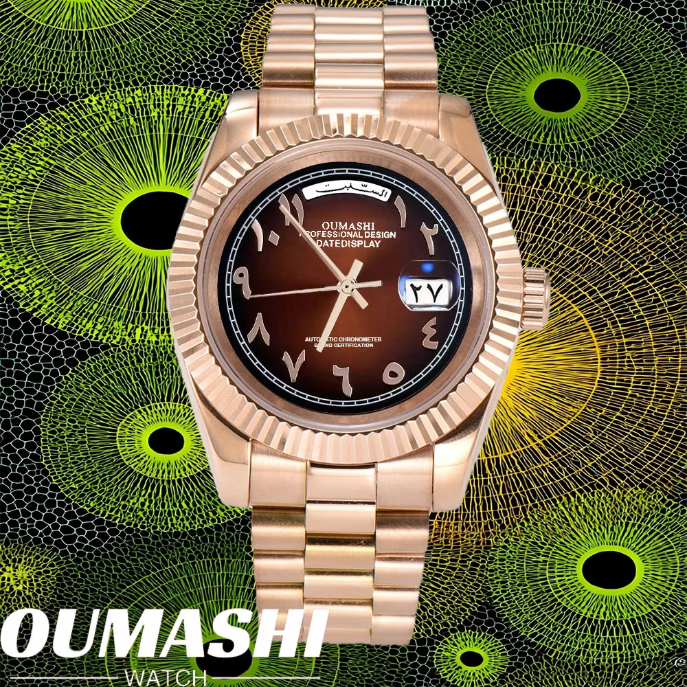 럭셔리 남성용 시계 40mm 자동 운동 기계식 시계 실버 시계 Miyota 8285 무브먼트 방수 사파이어 시계