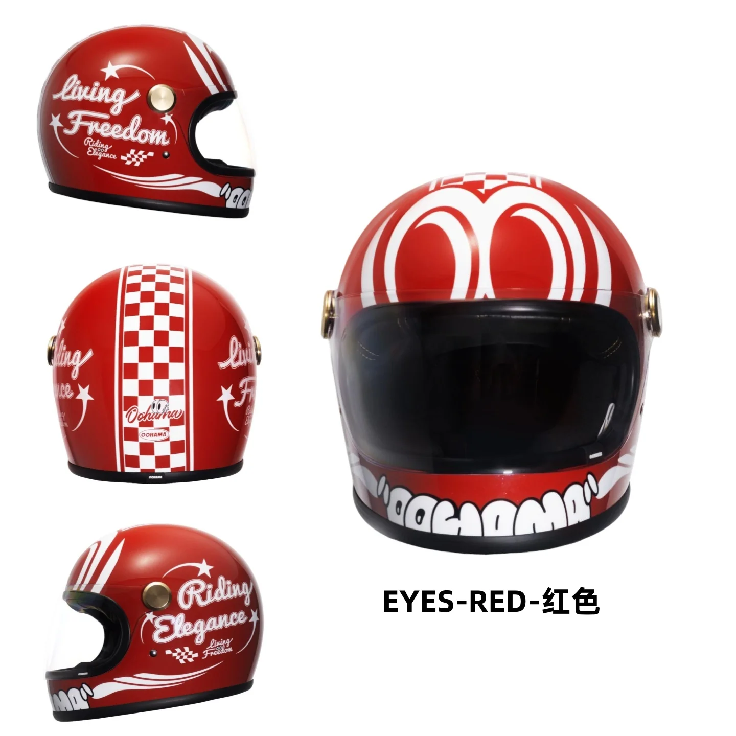 Retro Motorcycle Full Helmet Electric Bike Samurai Lens Small Helmet DOT Certification Retro FRP Helmet Cascos Para Motos