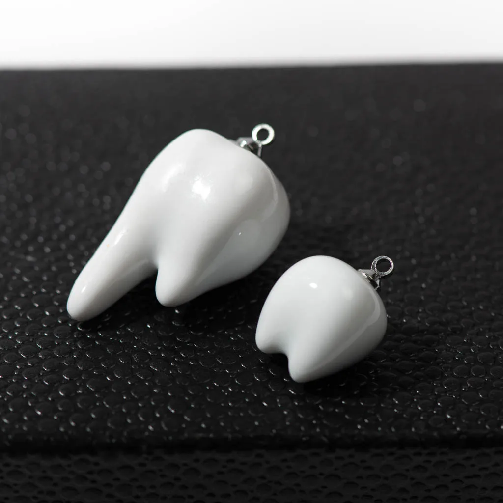 2 sztuk 2 rozmiar ceramiczne zęby naszyjnik i zestaw kolczyków idealny dla DIY akcesoria do wyrobu biżuterii porcelany Z747