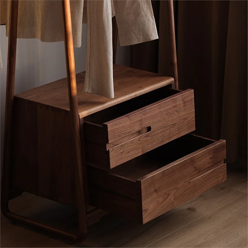 North American Black Walnut Coat Rack, Bedroom Furniture, Solid Wood Floor-standing Clothes Rack,Clothing Storage Rack