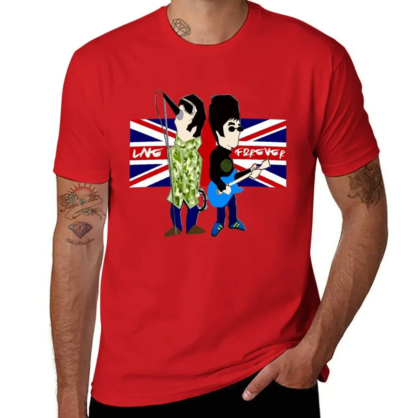 New British Rock Gods Noel and Liam Gallagher Oasis Live Forever T-shirt Men's and Women's Short-sleeved Outfits