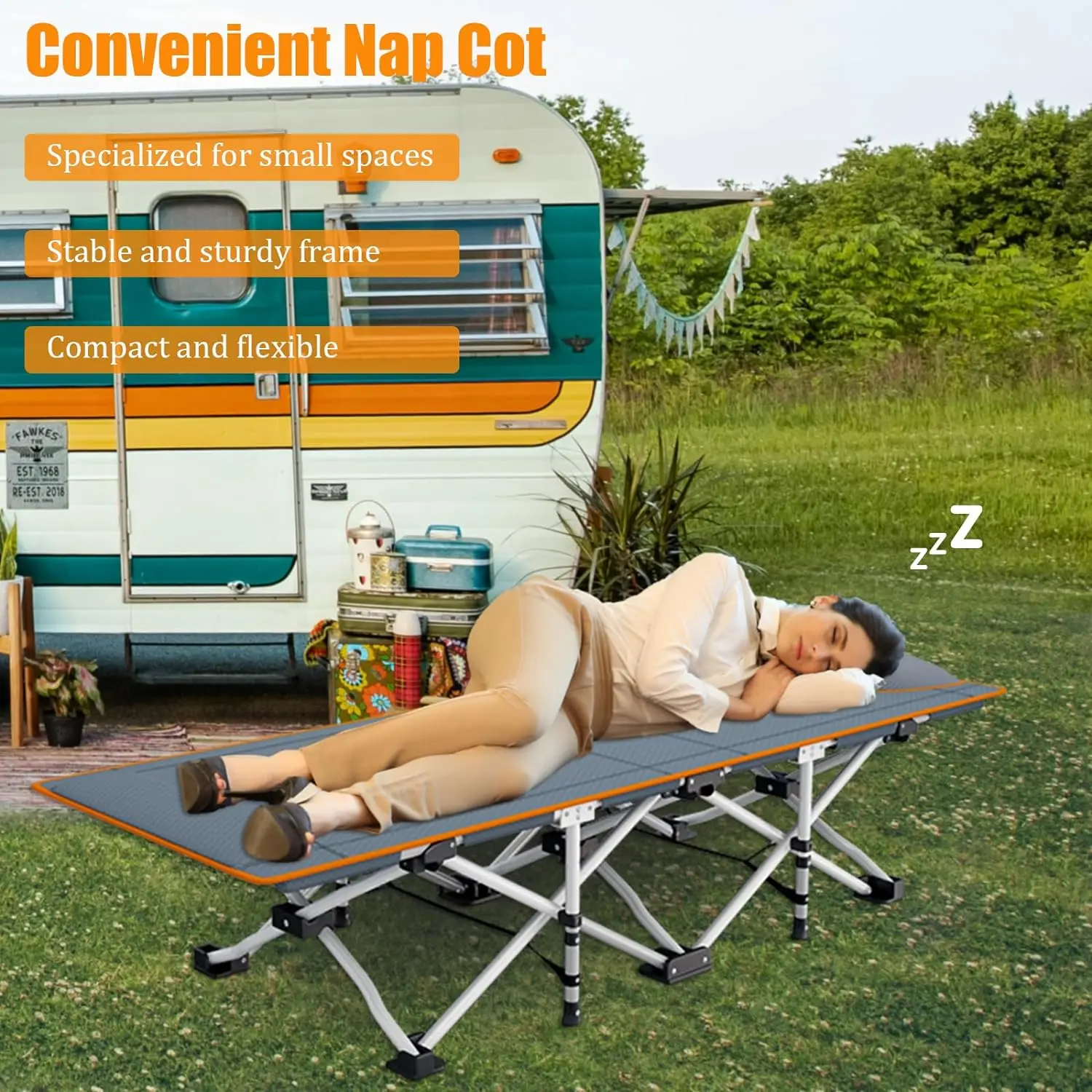 Kids Camping Cot Foldable Kids Cots for Sleeping Portable Child Cot Bed with Soft Pillow, Ideal for Camp, Tent, Travel, Room