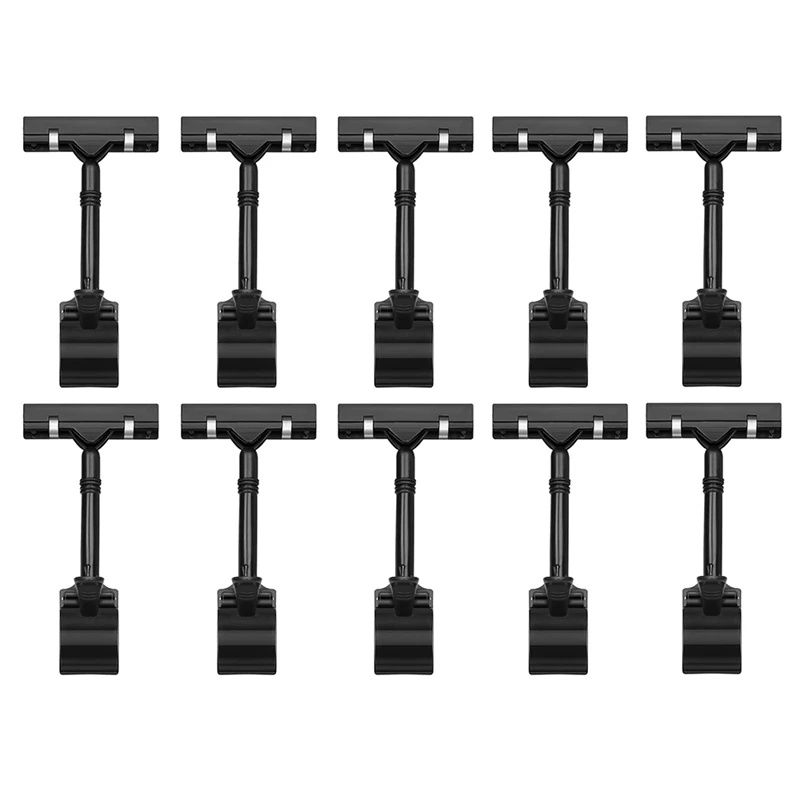 10PCS Adjustable Plastic Sign Holder,Clip-On Style Double Head Display Clips Rotating Reuse Sign Price Tag For Store