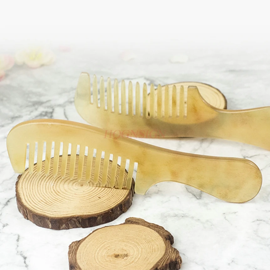 

Wide Teeth Thickening Massage Big Handle Comb Boutique Big Teeth Curly Hair Sheep Horn Comb