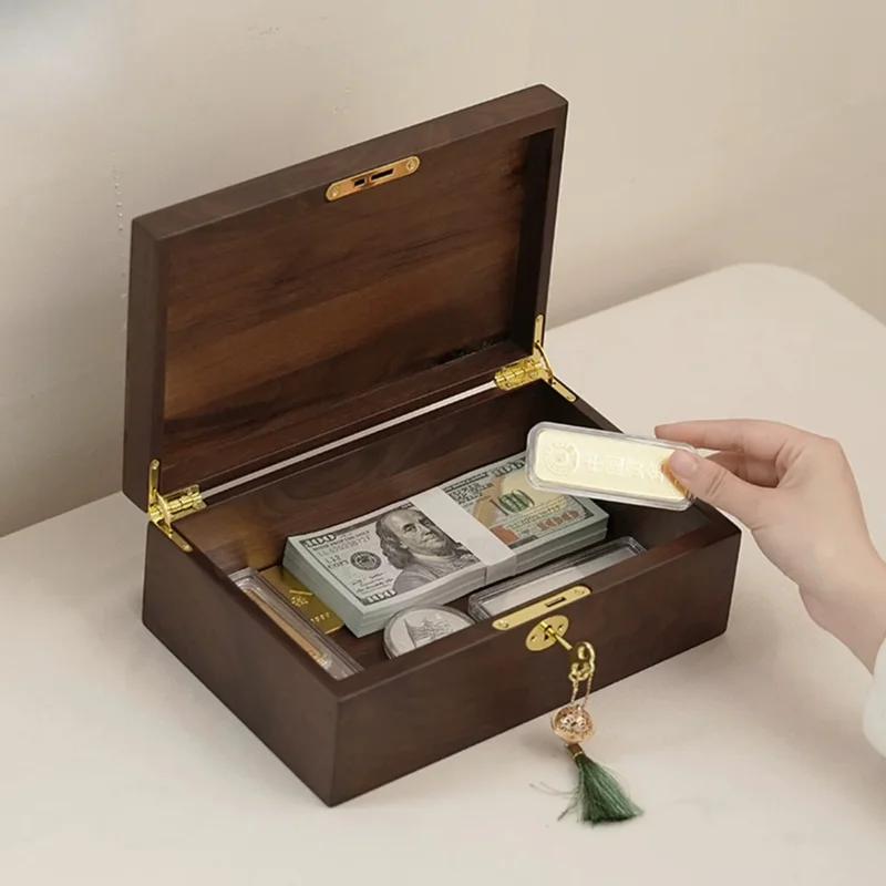 Lockable Jewelry Storage Box Women Ring Collection Case Solid Wood Earrings Organizer Cases Portable Necklace Storages Boxes