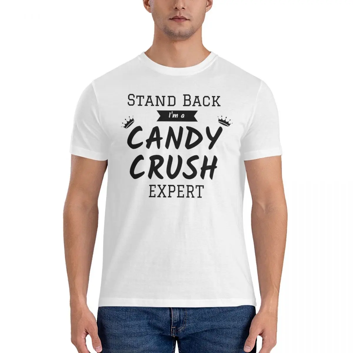 I'm A Candy Crush Expert Men's T Shirts Candy Candy Hipster Tees Short Sleeve Round Neck T-Shirt Pure Cotton Gift Idea Tops