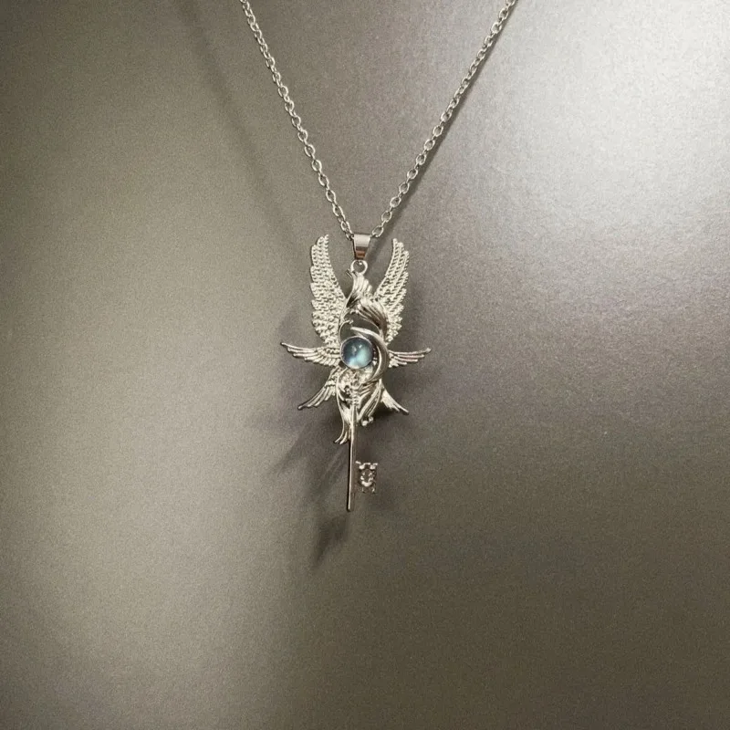 Retro Moonlight Gemstone Angel Wing Pendant Necklace Fashionable Simple Trendy Necklace Accessory for Both Men and Women 2026 RU