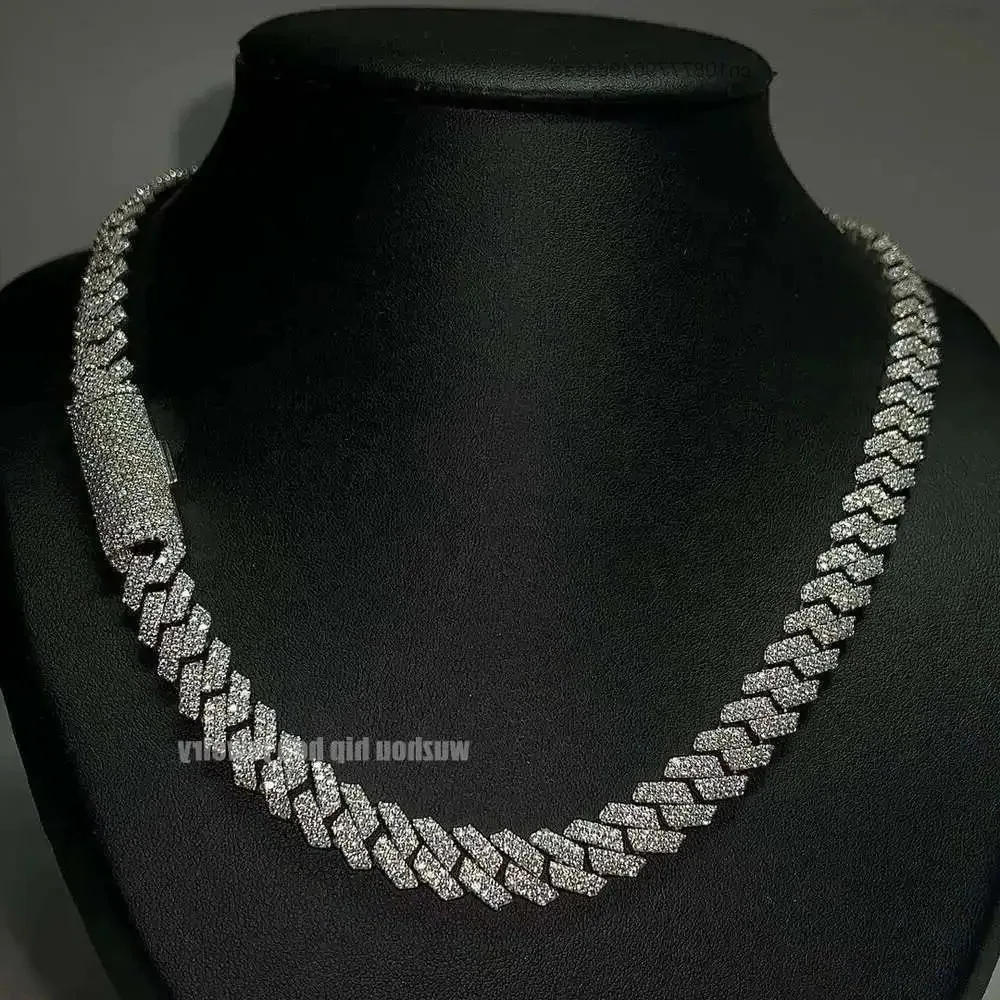 

Ice Double Rows Moissanite Hiphop Chain 10mm S925 Silver Gra Real d Grade Excellent Round Cut Moissanite Diamond Cuban Necklace