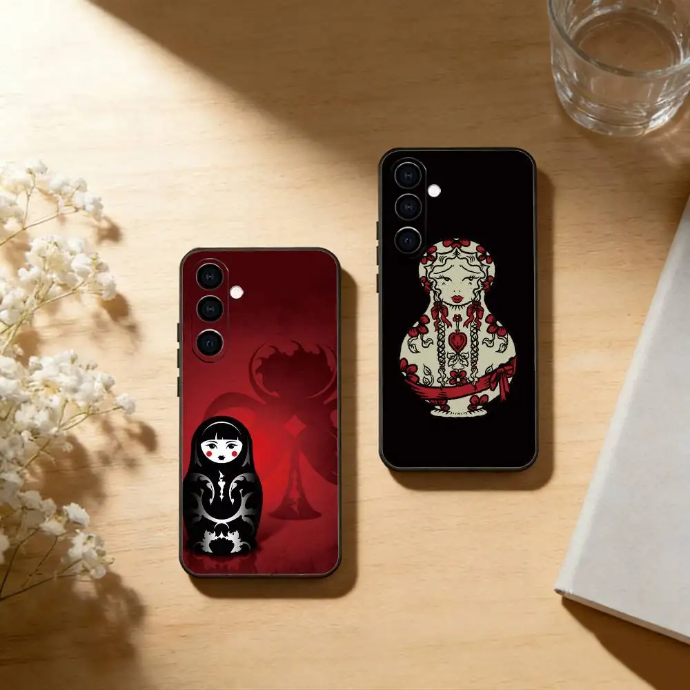Russian Dolls Matryoshka Phone Case For Samsung Galaxy A73,A72,A71,A70,A53,A52,A51,Soft Silicone Black Cover