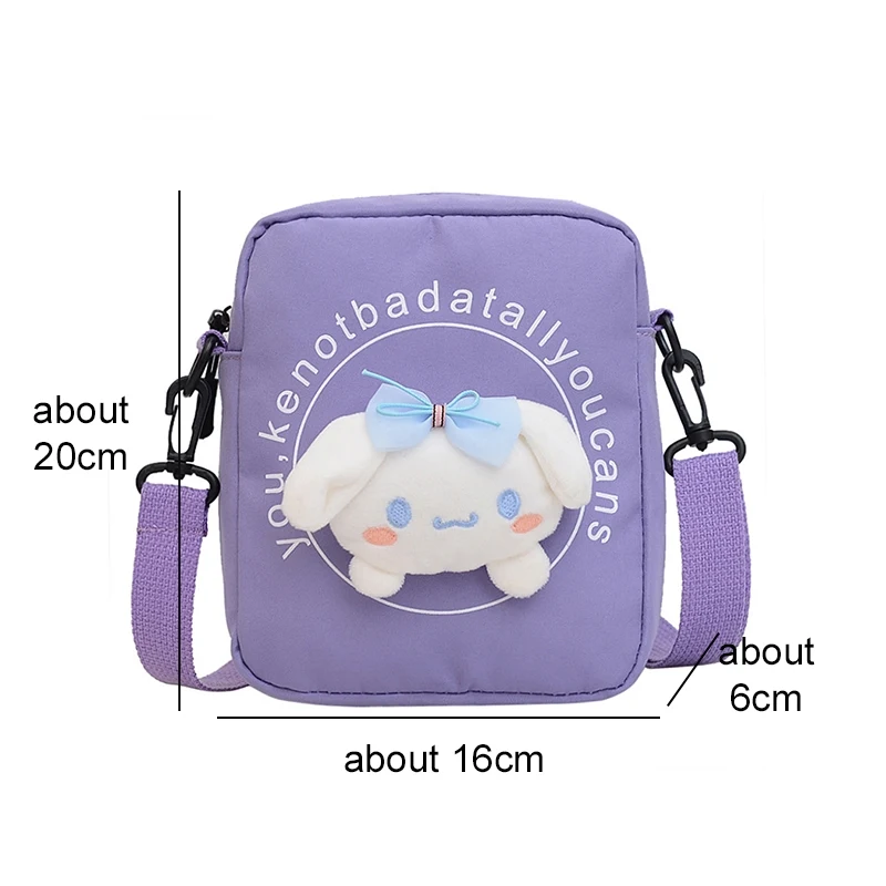 Bolsa de mensajero de Anime Sanrios Cinnamoroll para niños, bolso de pecho de moda, mochila de viaje de lona de dibujos animados, bolso de hombro cruzado