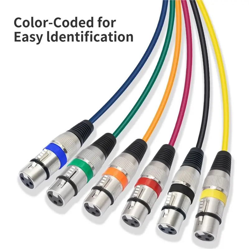 6-Ch 3-Pin XLR M/F Balanced Audio Ext. Cord For Broadcast Recording