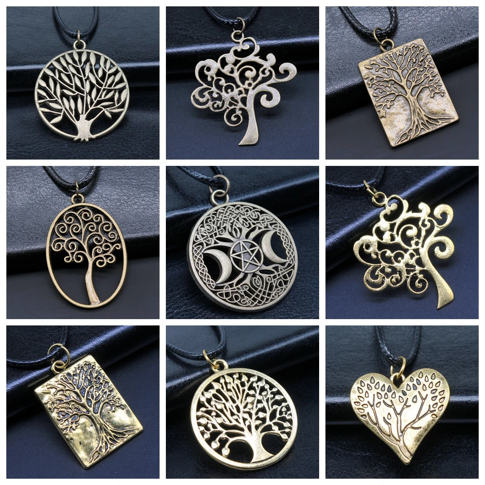 33 Styles Tree Of Life Pendant Necklace Black Leather Cord Unisex Women Men Necklace Jewelry Dropshipping