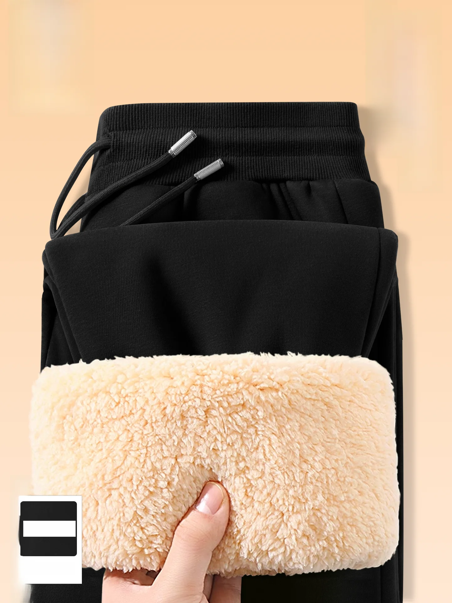 

Мужские зимние теплые повседневные брюки из утолщенного бархата с завязками на талии и логотипом, свободный крой, средняя посадка