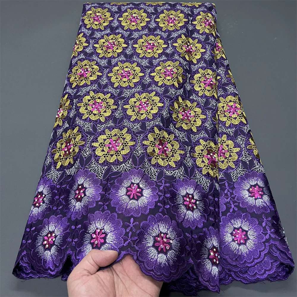 

African Lace Fabric Nigerian Tulle Embroidered Bridal Gown Material Soft Cotton Damask for Wedding Party Dresses 5Yards 2025