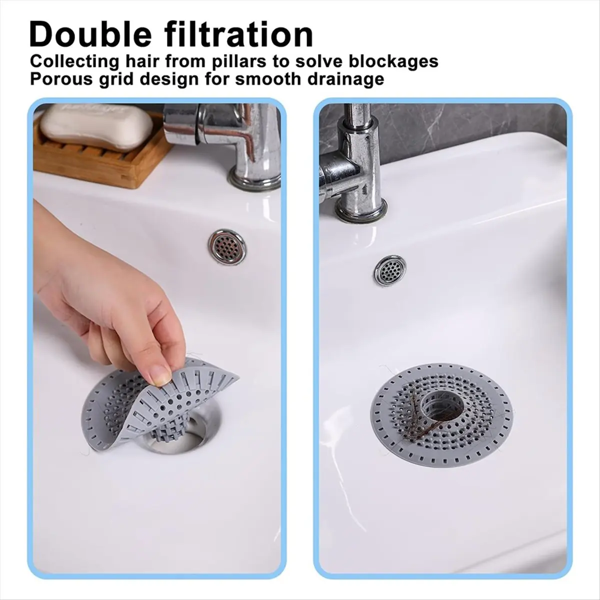 ABNH 3pcs Bathtub Drain Strainer, 5in Hair Catcher Trap Tub Shower Drain Covers Protector Rubber Stopper for Shower Room