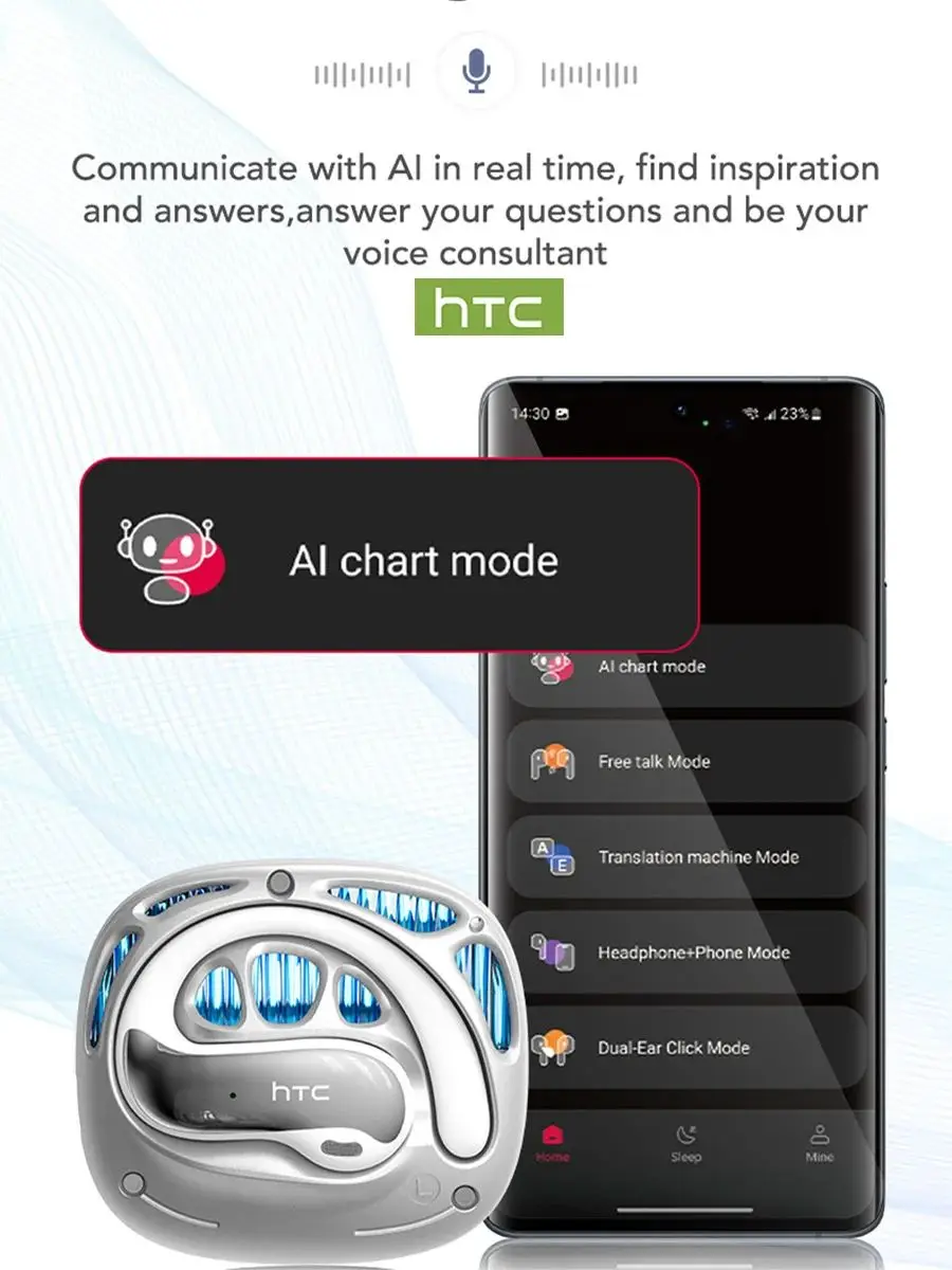 HTC NE30 Bluetooth V6.0 écouteurs AI traducteur écouteurs OWS sport casque sensible haute définition micro sans fil casque