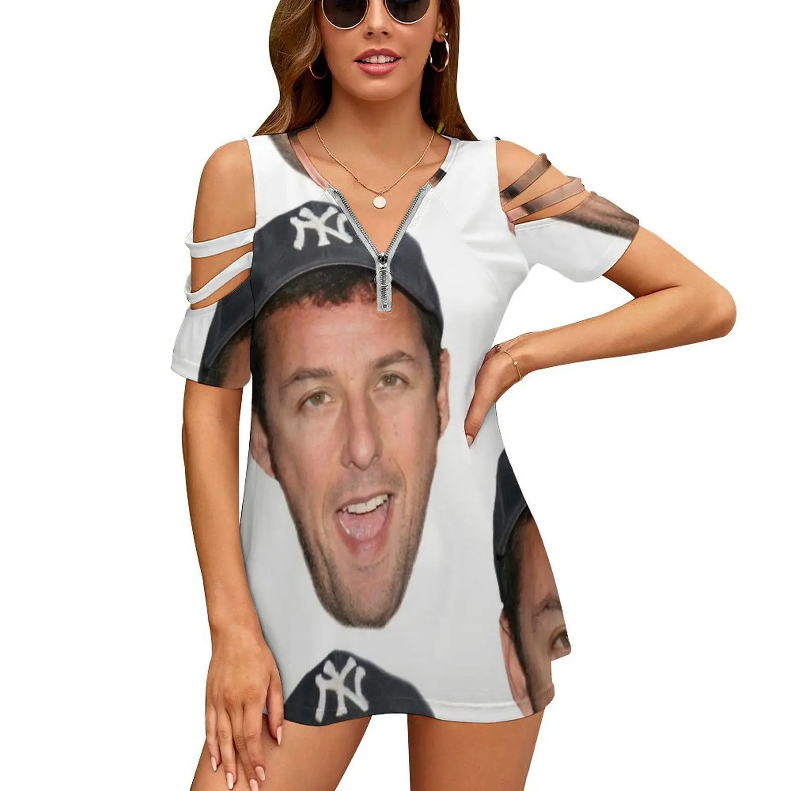 Adam Sandler'S Face Fashion Print Women Ladies Girls T-Shirt Harajuku Round Neck Short Sleeve Tops & Tees Adam Sandler Meme