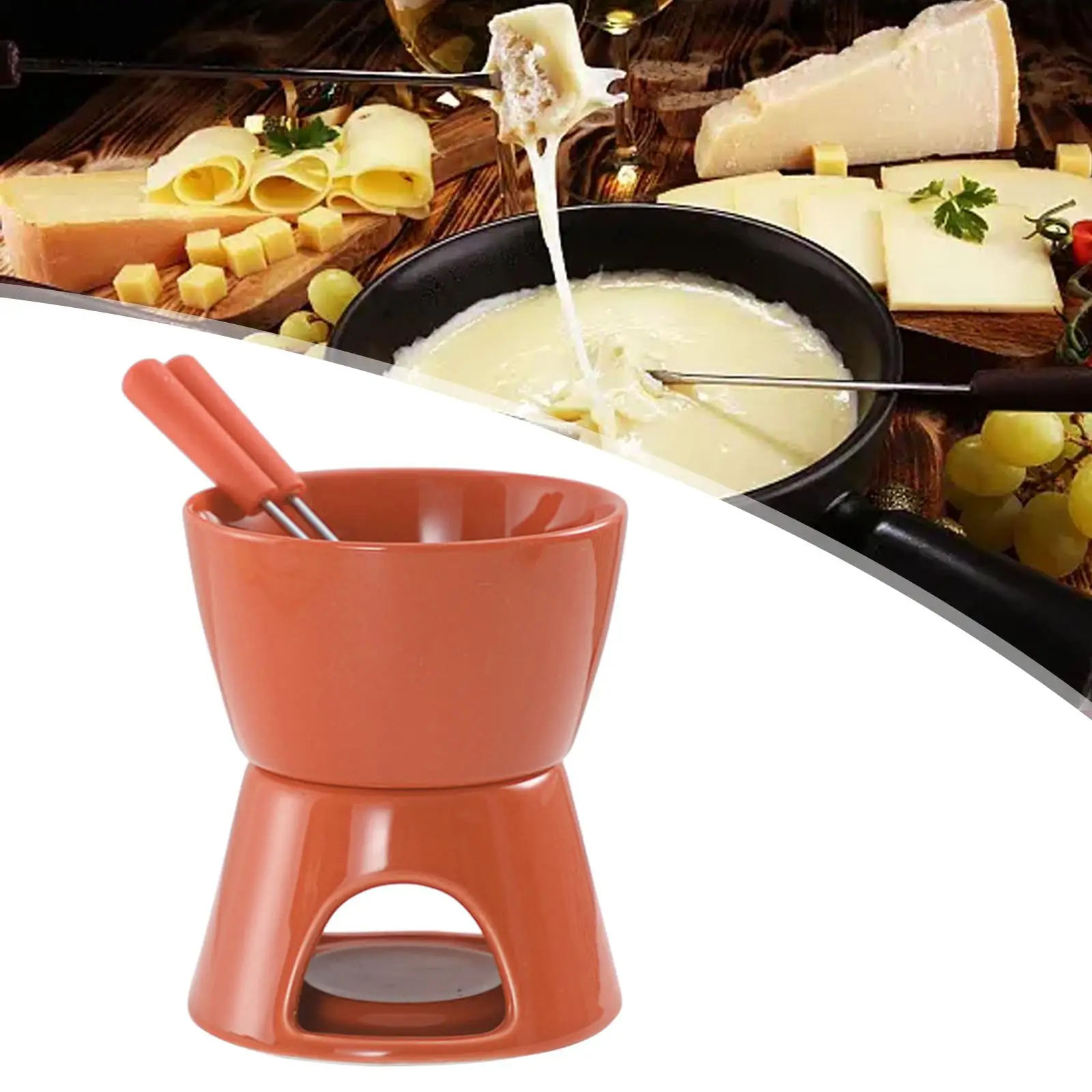 Chocolate Fondue Pot Tea Light Porcelain Melting Pot for Snack Broth Cheese