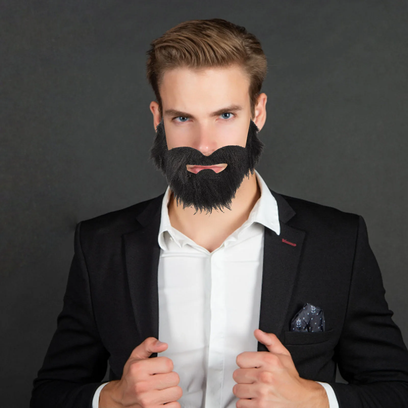 

2 шт., искусственная борода, материал премиум-класса с ворсом, удобный косплей, реквизит для бороды, Хэллоуин, сценическое представление, искусственные усы