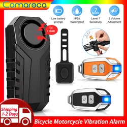 Camaroca Wireless Bicycle Vibration Alarm Waterproof Motorcycle Alarm Remote Control Anti-theft Bike Detector Alarm System