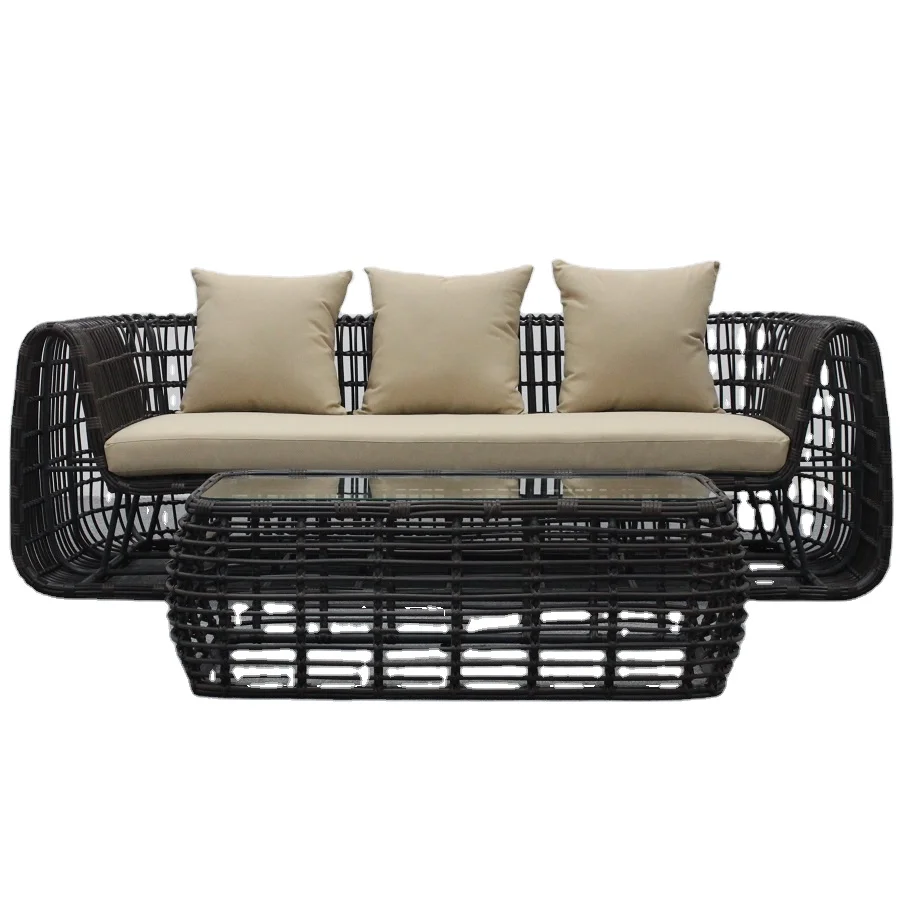 

Morden Design Водонепроницаемая садовая мебель из ПВХ Открытый плетеный диван из ротанга
