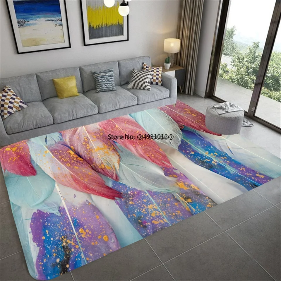 2023 Luxury Plume Pattern Carpet for Living Room Kitchen Sofa Coffee Table Mat Nordic Ins Bedroom Home Large Area Non-slip Rug