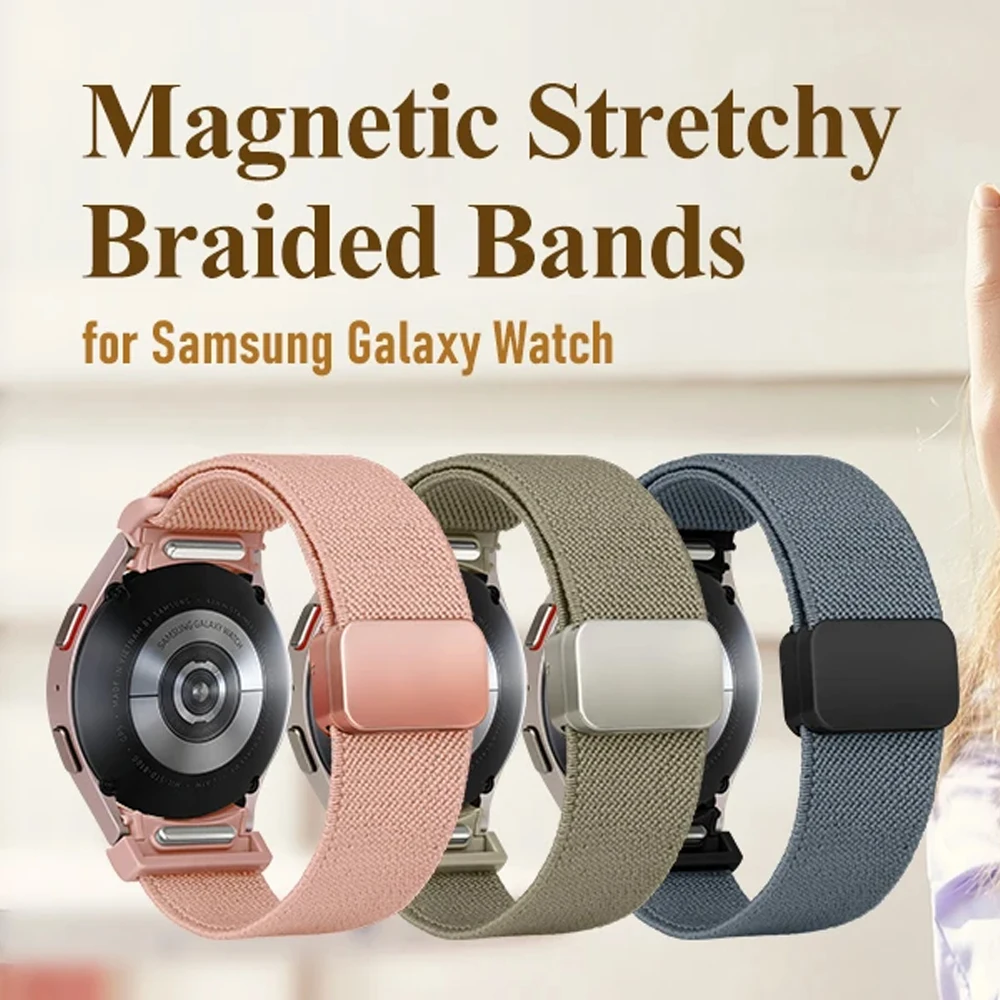 Band For Samsung Galaxy Watch 7/6/5/4/classic/Pro 44mm 40mm No Gaps Magnetic Nylon sport correa bracelet Galaxy watch 7 Strap