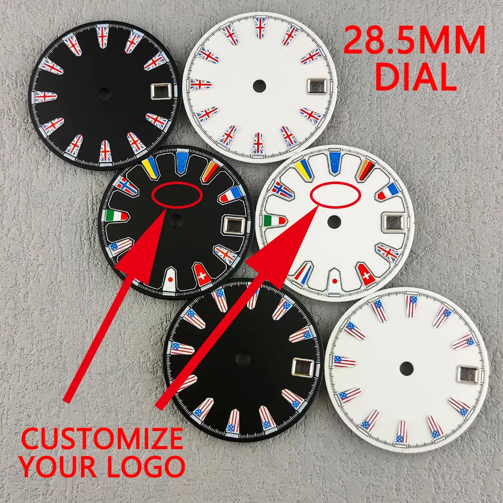 

DIY Custom LOGO 28.5mm Watch Dial NH35 Dial National Flag Dial Laser Printed Watch Accessories Suitable For NH35/NH36 Movement