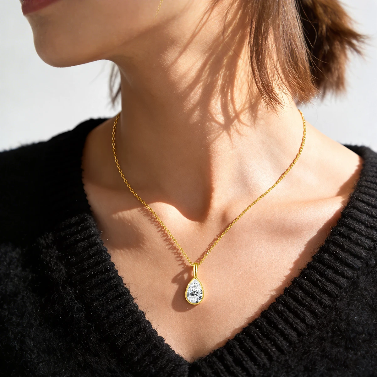 1CT 6CT Solitaire Pear Cut Moissanite Pendant Necklace for Women 925 Sterling Silver Waterdrop Necklaces GRA Certified Jewelry