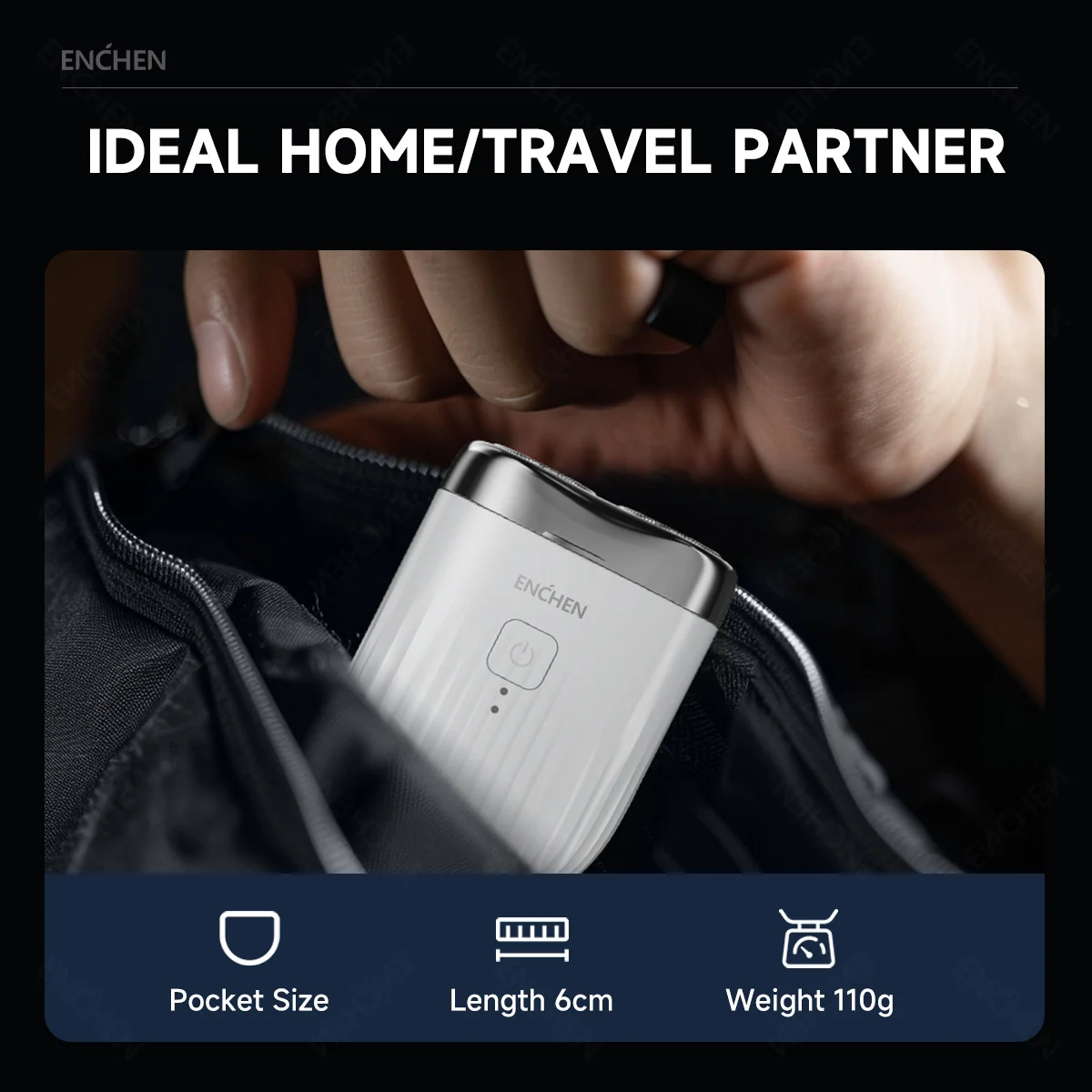 ENCHEN 미니 프로 전기 면도기 2방향 플렉스 헤드 100% 방수 타입-C 1시간 충전 자석 커터 헤드 포함