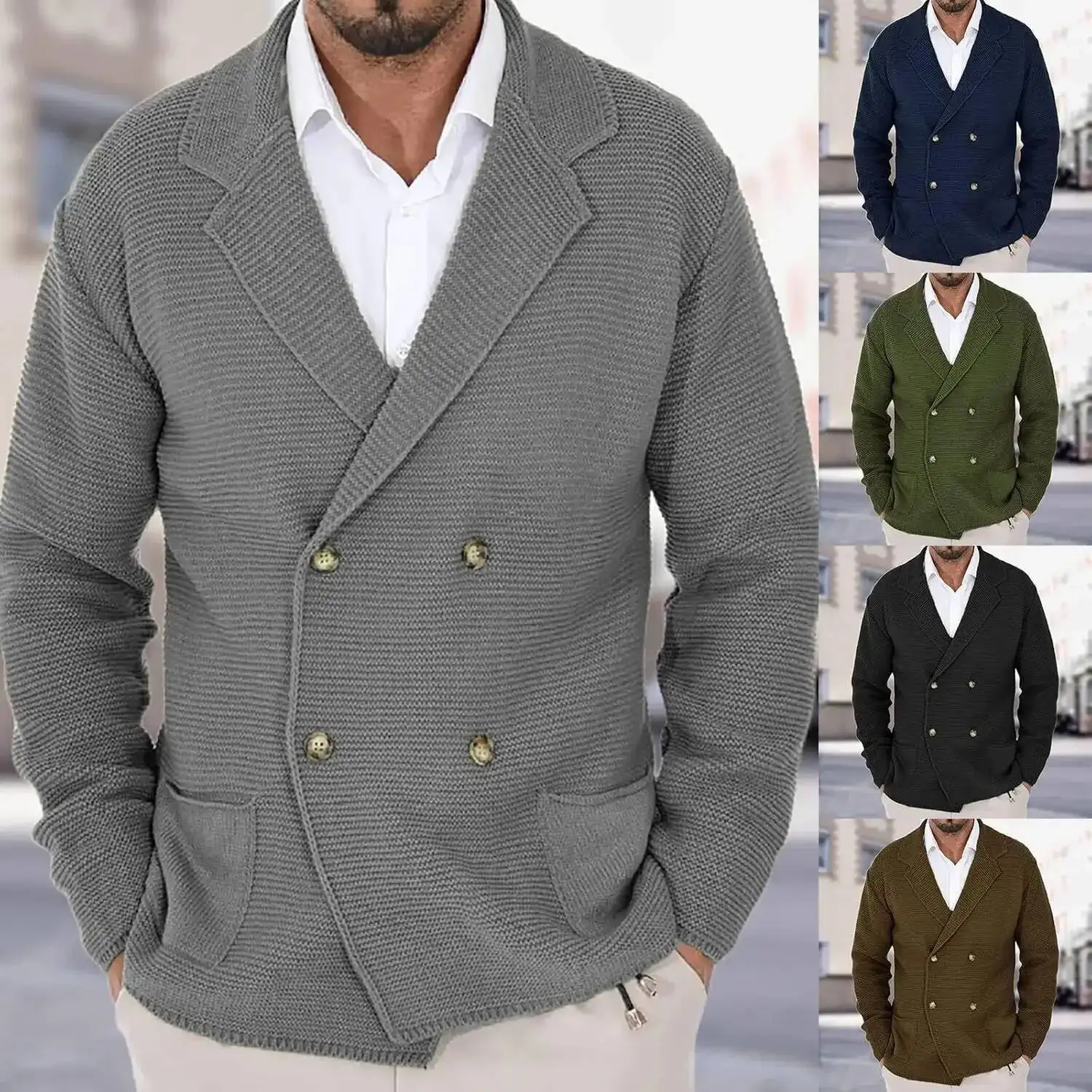 Men's Knitted Cardigan Sweater Vintage Heavyweight Winter Outerwear Comfortable Soft Fabric Easy To Match Casual Tops