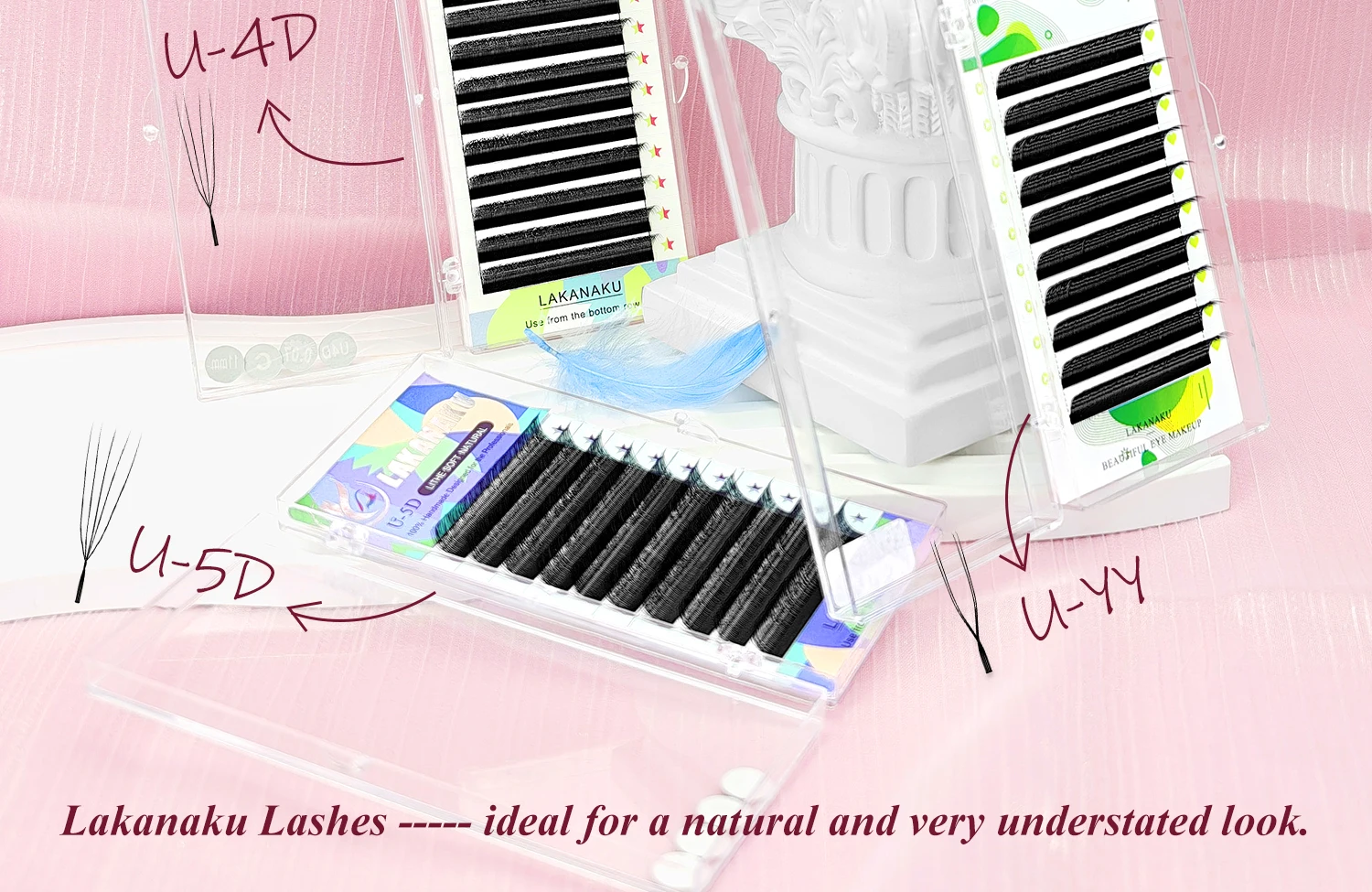LAKANAKU Technologische Fasern Wimpern U-Form 2D UU YY 3D 4D 5D W Bloom Wimpernverlängerungen – Detail 2