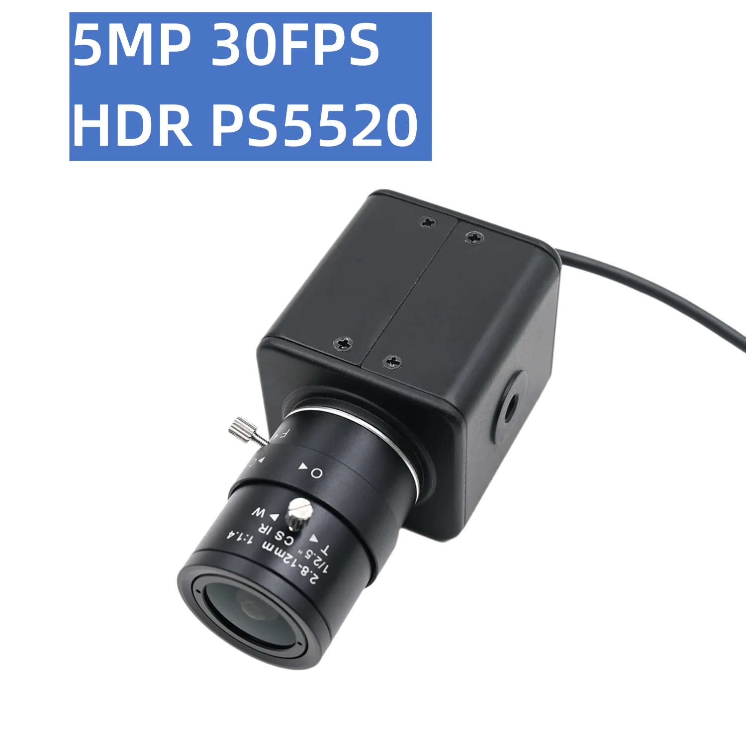 

HDR 5MP USB Camera HD 30FPS,PS5520,2592x1944, For Video Teaching Meeting,Driver Free,Webcam With 2.8-12mm Varifocal CS Lens