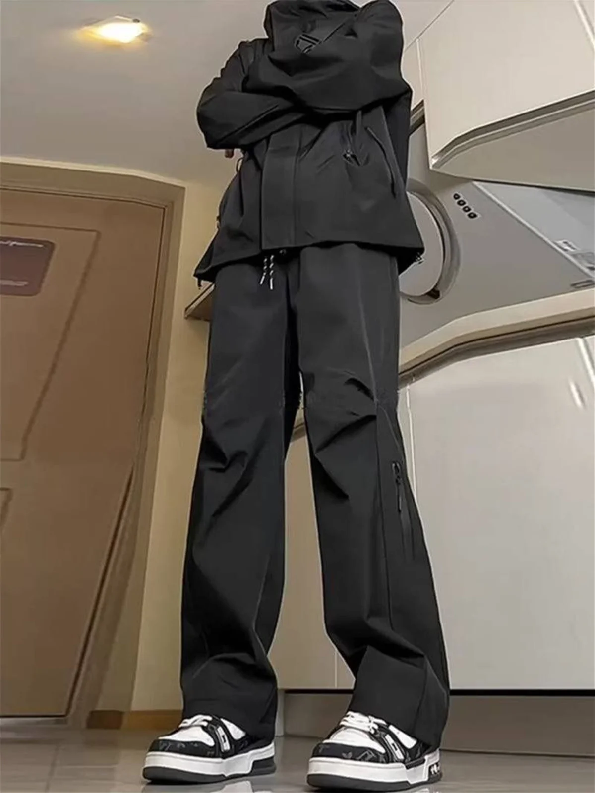 الربيع الصيف أزياء عارضة المقالي للرجال الشارع الشهير بلون البضائع السراويل مرونة الخصر واسعة الساق الرجال الموضة والترفيه #2