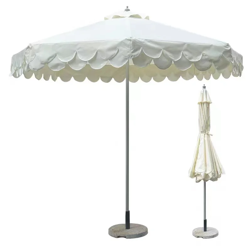 2.7m Large Custom Aluminum Pole Hotel Furniture Two-Tier scalloped Parasol Patio Swimming Pool Sun Outdoor Garden Beach Umbrella