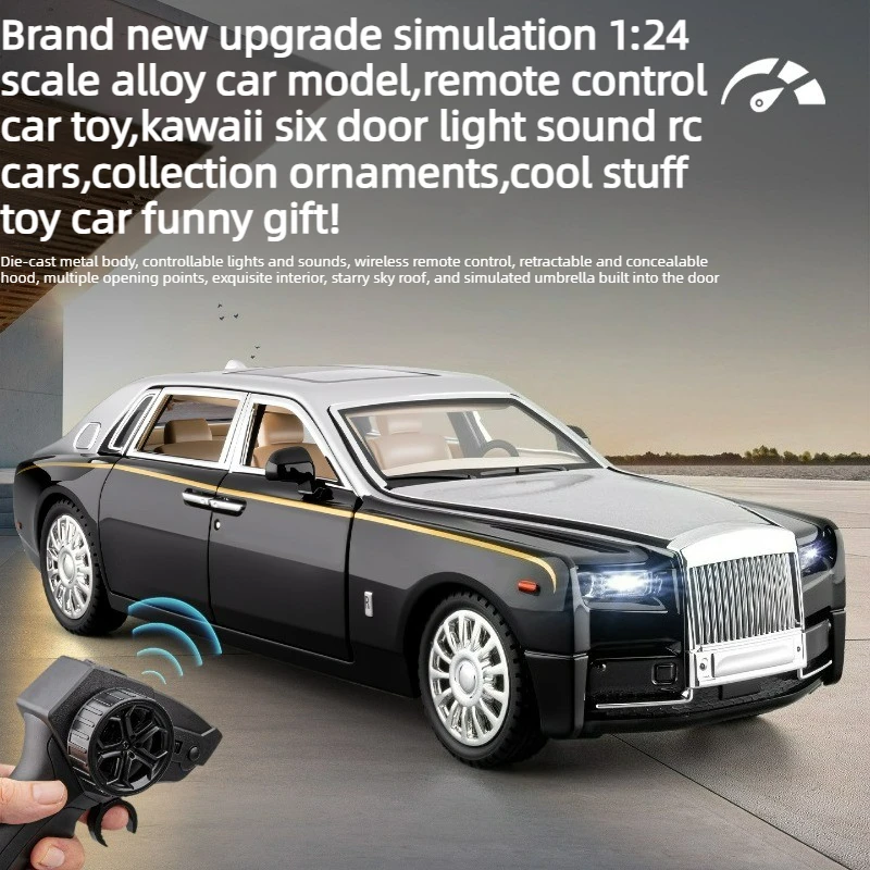 Cool Stuff Toy Car Funny Gift-1:24 Scale Alloy Car Model,Remote Control Car Toy,Kawaii 6-doors Sound Light Rc Cars,Toys for Kids