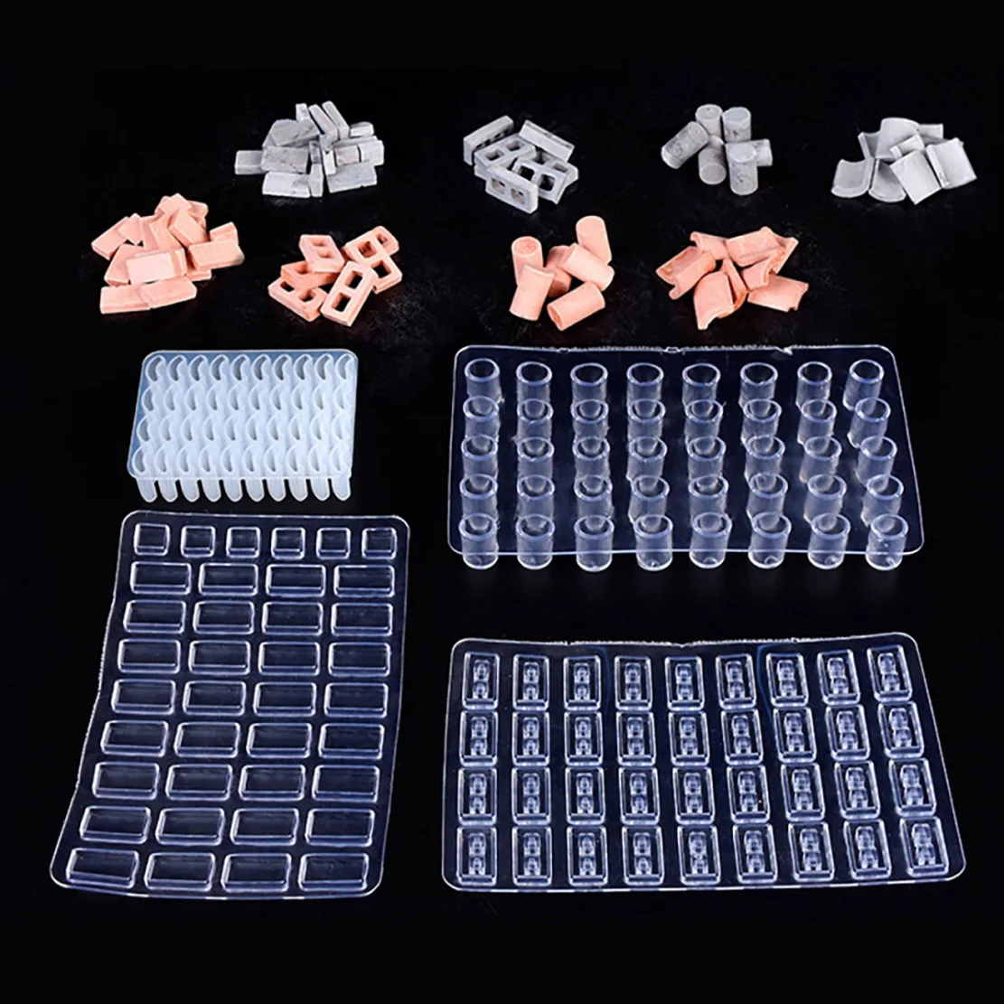 1/16 Scale Miniature Model Bricks Mould,4 Pack Simulation Brick Molds DIY Kit for Sand Table Landscape Accessories