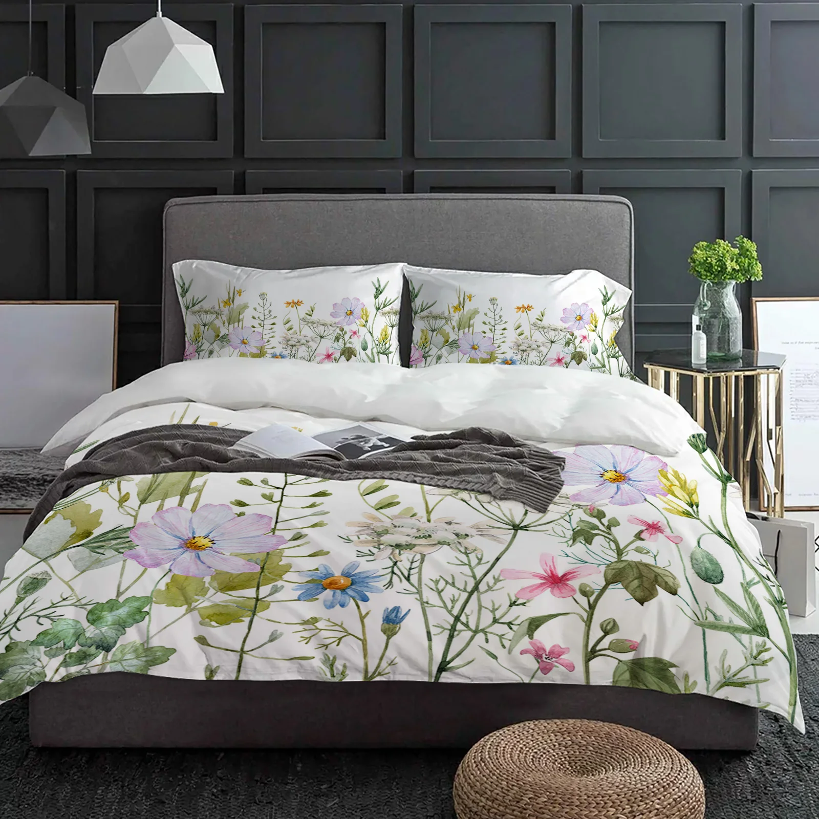 

Spring Flower Vanilla Wildflower Duvet Cover With Pillow Case Custom 3pcs Bedding Set Quilt Cover Double Bed Home Textile