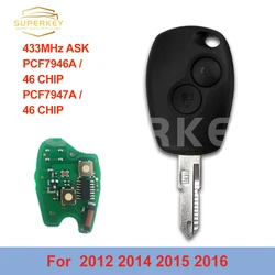 SUPERKEY 433Mhz PCF7946A PCF7947A NE73 pilot z kluczykiem samochodowym dla Renault Clio III Clio 3 Modus Kangoo 2006 2008 2009 2010 2011 2012