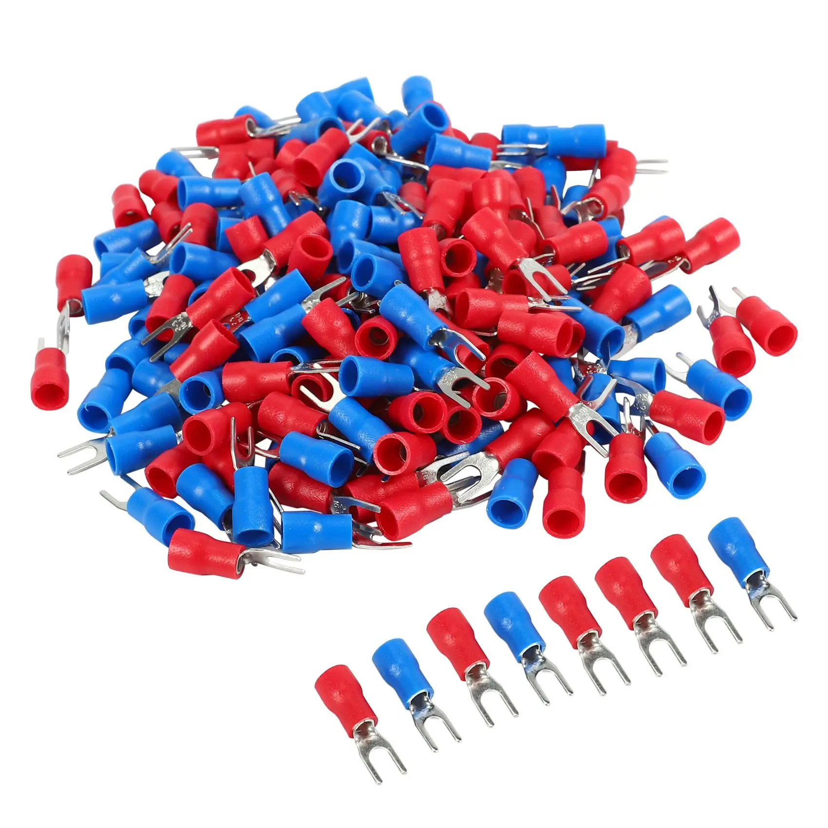 CEA 200pcs 16-14 AWG Red Blue Wire Connector Insulated Fork Terminal #4