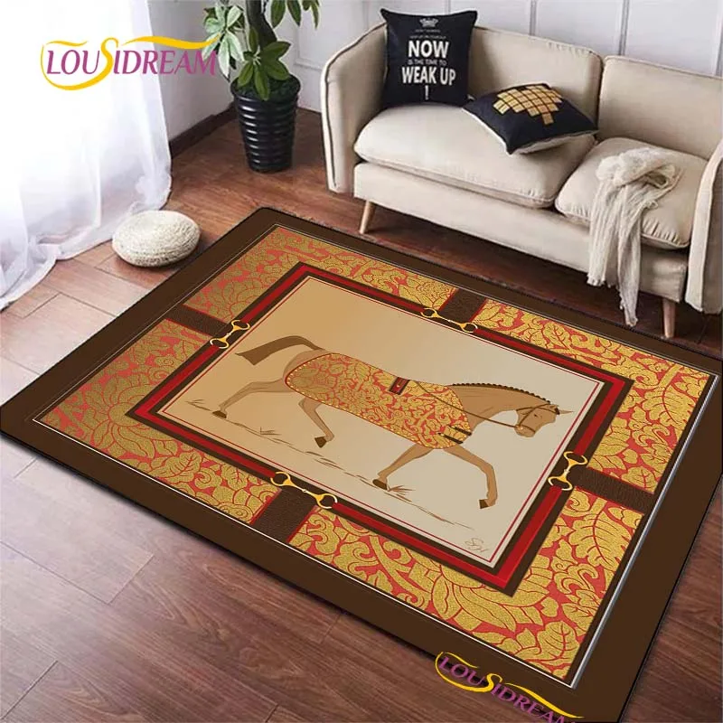 Ethnic Galloping Horse Carpet for Living Room Bedroom Rug Kids Kitchen Door Unslip Floor Mat Birthday gift photography props Rug