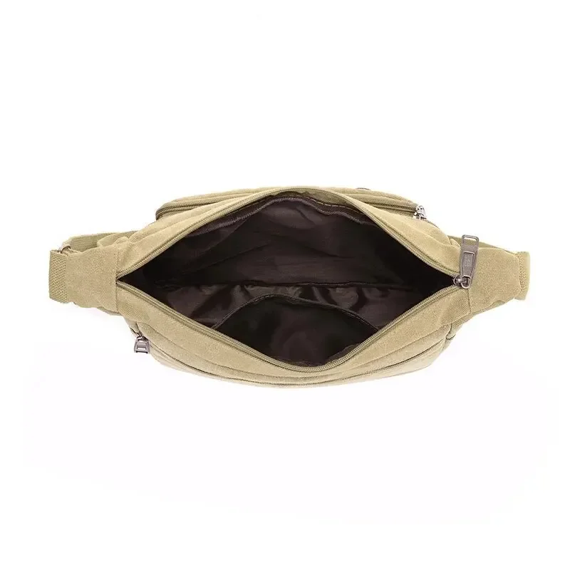 Canvas Shoulder Bag Bottle Men Women Casual Simple Fashion Retro Crossbody Cross Square Multi Layered Shoulder Bag image 4