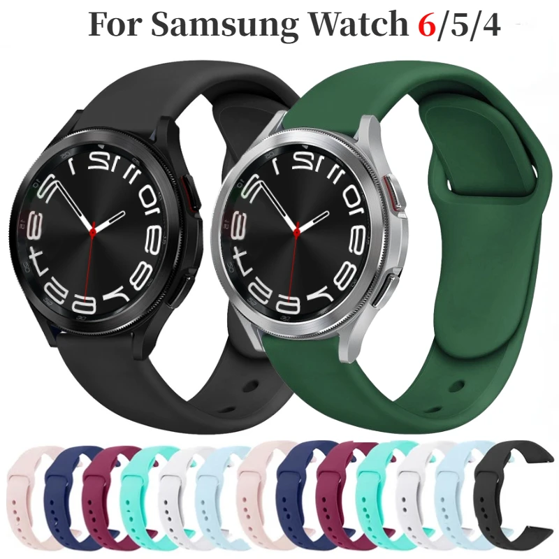 

20mm Silicone Band for Samsung Galaxy Watch 6/5/4/5 Pro/6/4 Classic/Active 40mm 44mm 45mm 42mm 46mm 43mm 47mm Bracelet Wristband