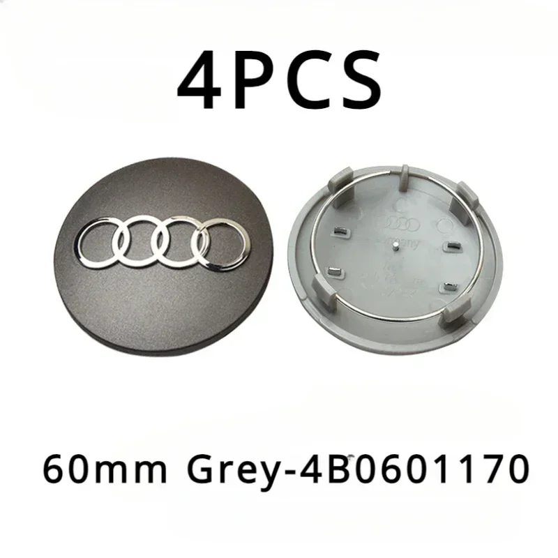 아우디 A3 A4 A5 A6 A7 A8 S4 S6 TT용 자동차 스타일링 휠 센터 캡 허브 커버 배지, 4P 60mm 61mm 68mm 69mm, 4B0601170 액세서리