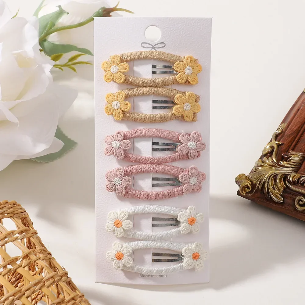 

6 Pcs/set Lovely Daisy Flower Hair Clips for Baby Girls Barrette Hooks Kids Hair Accessories Womens Hairbangs BB Hairpins