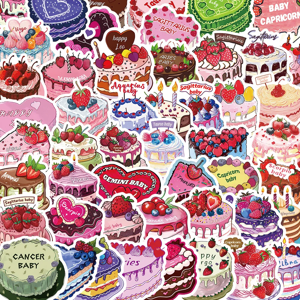 10/30/50Pcs Cute Constellation Cake  Cartoon Graffiti stickers For Snowboard Laptop Luggage Car Fridge DIY Styling Vinyl